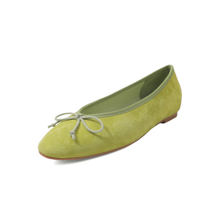 Women's Flat Spring Genuine Inside Outside Bow Korean Style Women's Fashion Shoes