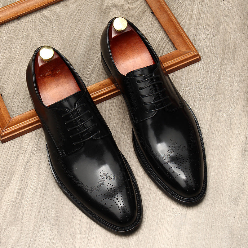 Men's Lace Up Korean Business Formal Wear Leather Shoes