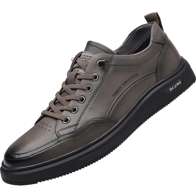 Men's Layer Cowhide Board Genuine Live Streaming Sneakers
