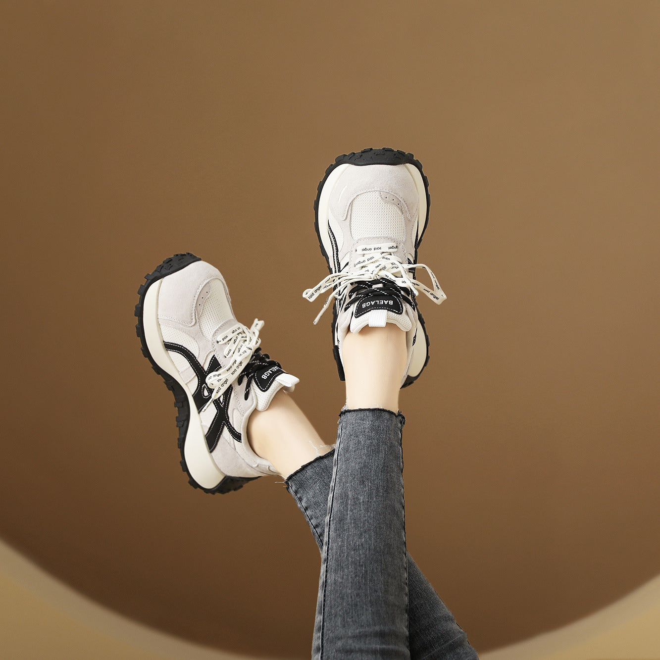 Women's Breathable Mesh Platform Dad Early Spring Height Sneakers
