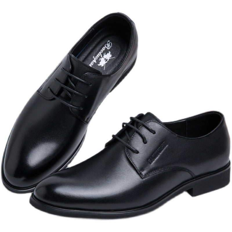 Men's Soft Bottom Surface Round Toe Lace Leather Shoes