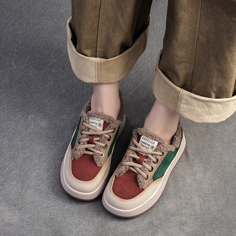 Women's Fleece-lined Warm Color Matching Cotton Fashion Women's Shoes