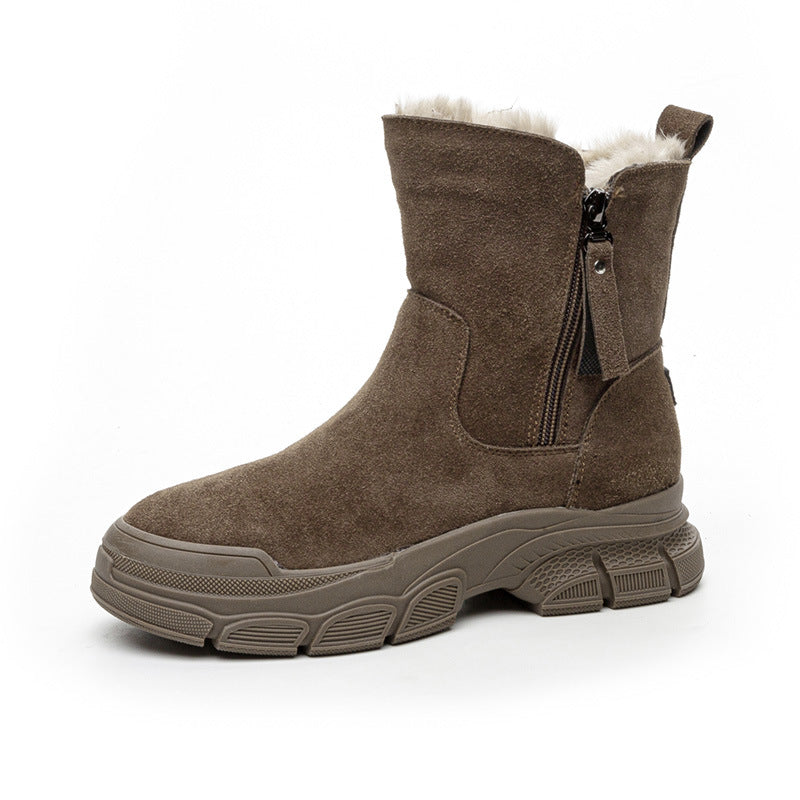 Women's Full Cowhide Warm Martin Veet Thickened Cotton Women's Shoes
