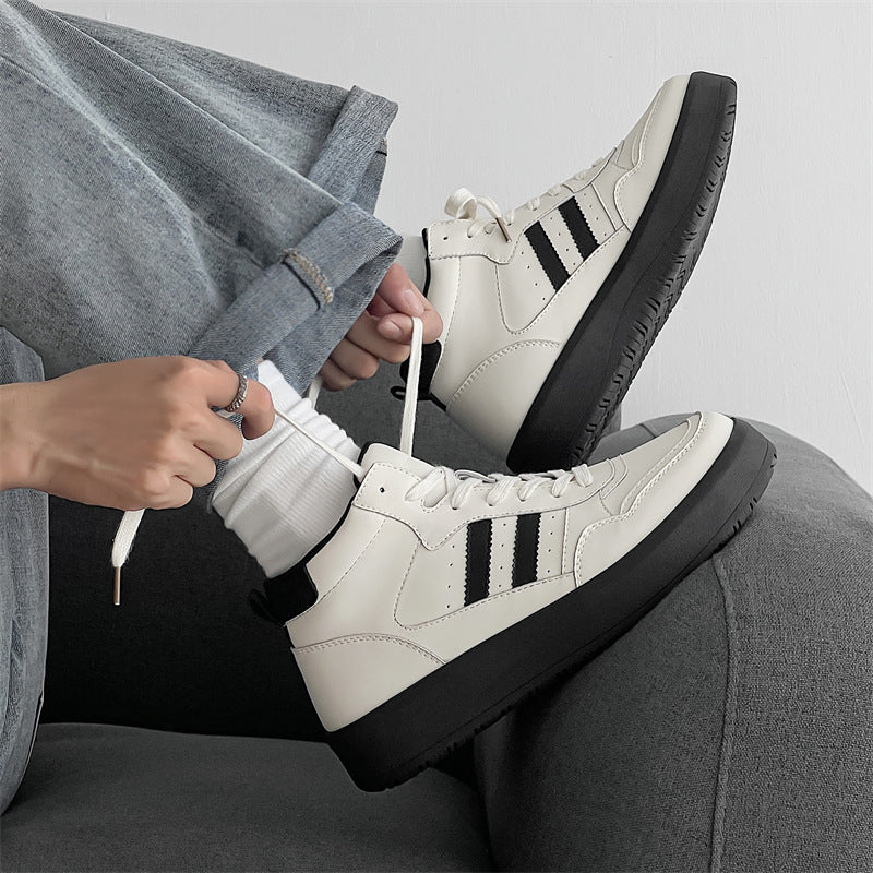 Men's Autumn Black Platform White High Top Sneakers
