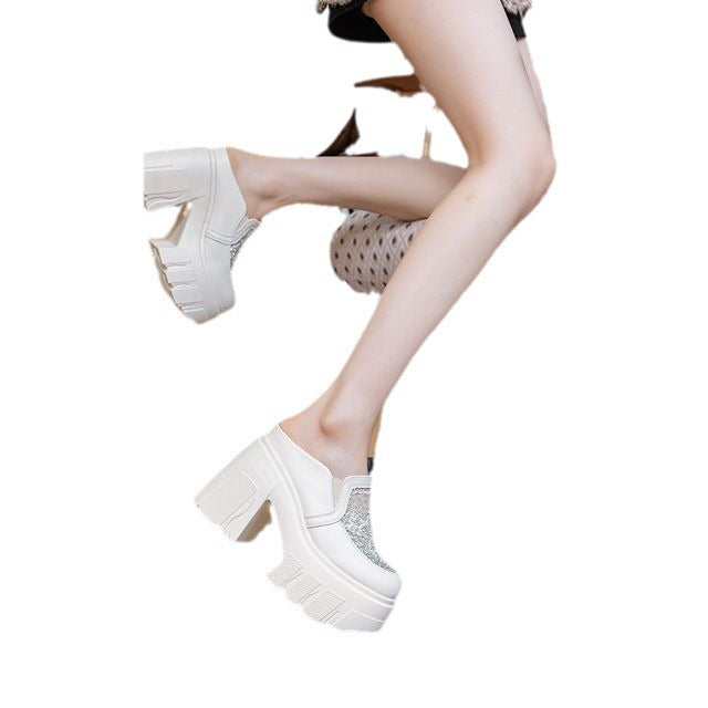 Women's Breathable Mesh Muffin Chunky Platform Toe Box For Outdoors Slippers