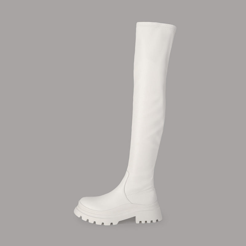 Long Female Over The Knee Black Platform Boots