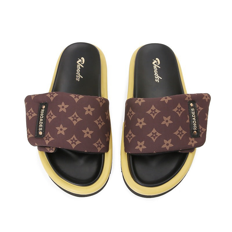 Women's Platform V Home Presbyopic Adjustable Velcro Flat Flip-flops Slippers