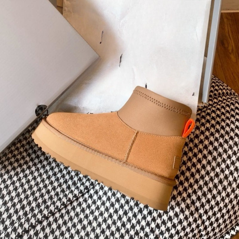 Women's Platform Fur Integrated Winter Cotton Height Snow Boots