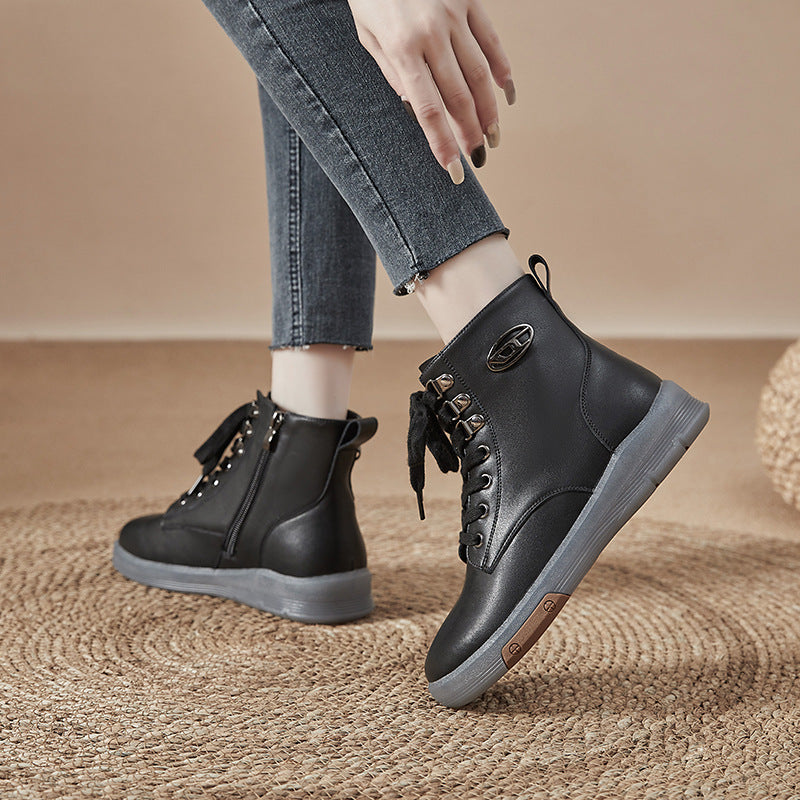 Women's Fleece-lined Martin Genuine Tendon Bottom Ankle Boots
