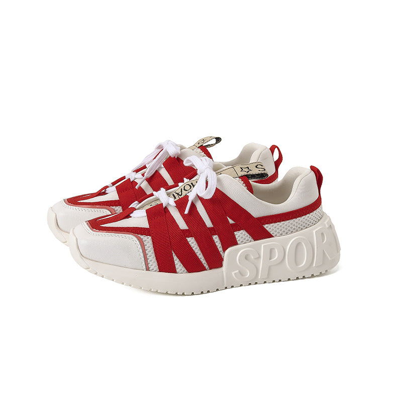 Women's Daddy Platform Mesh Surface Breathable Height Increasing Sneakers
