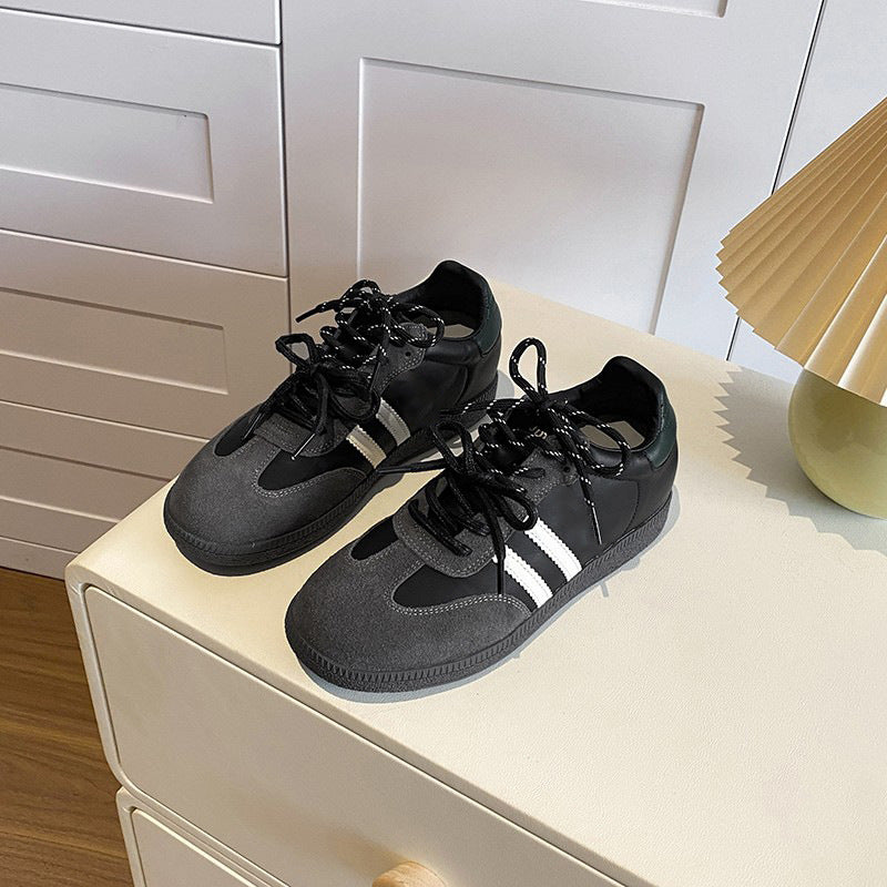 Women's Black Tie Thick-soled German Training Small Casual Shoes