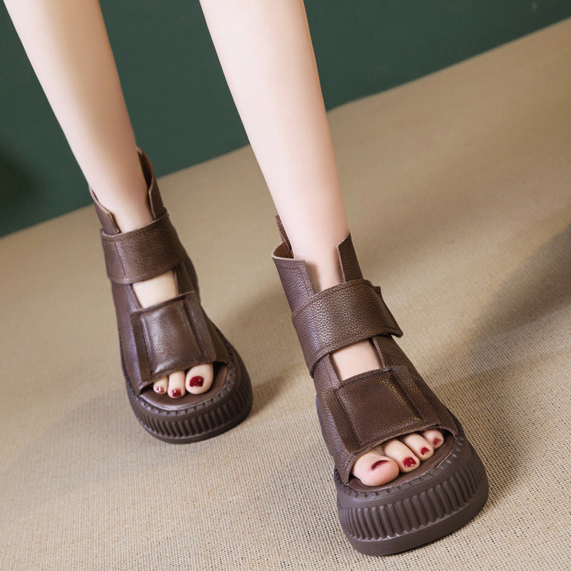 Women's Roman Outer Wear Small Height Increasing Peep Sandals