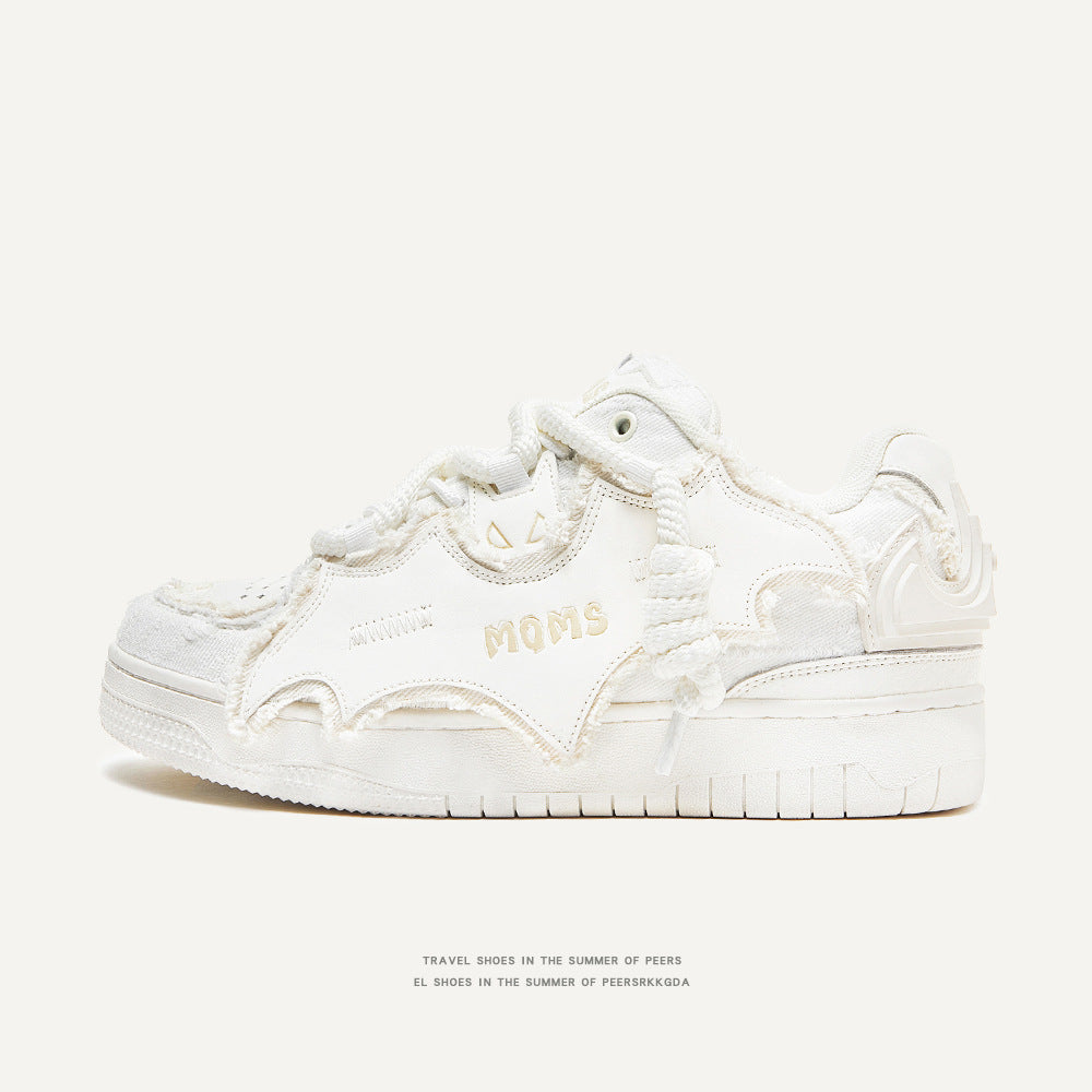 Women's & Men's Height Increasing White Board Fashion Bread Sneakers