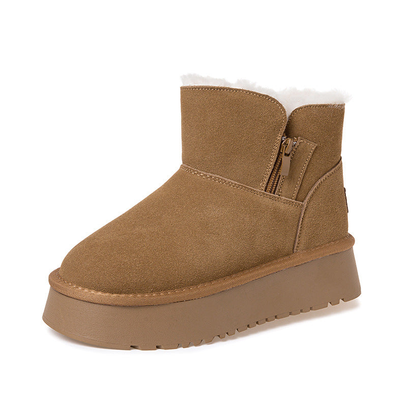 Women's Wool Fur Genuine Winter Thick Bottom Snow Boots