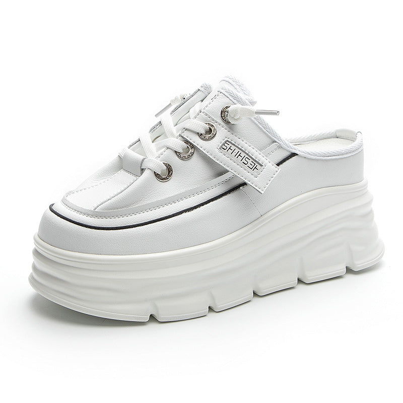 Women's Height Increasing Insole Toe Cap Semi Slippers