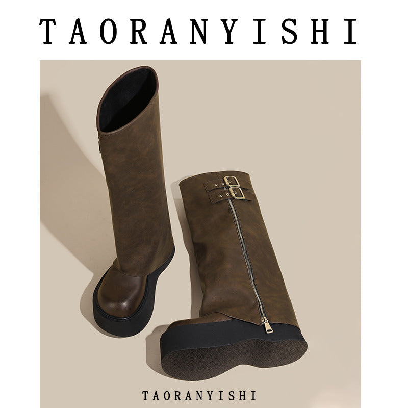 Thick Bottom Knee-high Below The Knee Boots