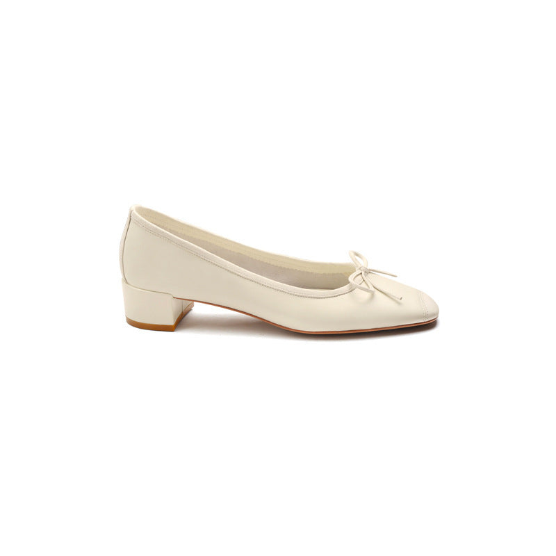Women's Soft French Style Square Slip-on Round Head Show Feet Small Women's Fashion Shoes