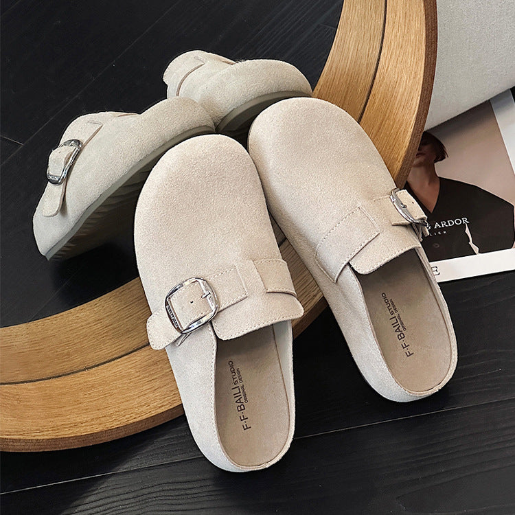 Women's Toe Box Semi Outer Wear Light Soft Bottom Slip-on Sandals