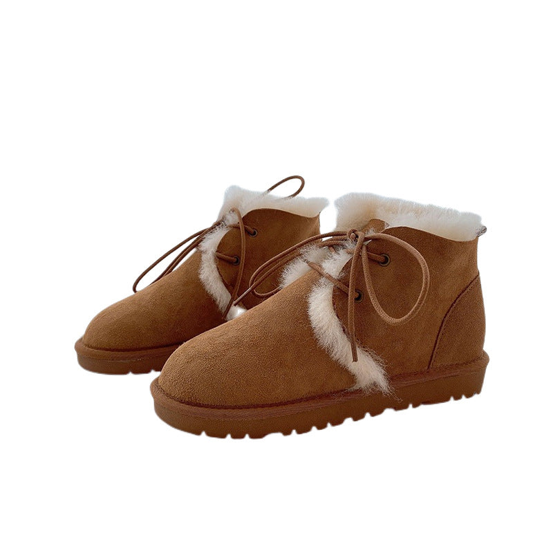 Women's Sheepskin Fur Winter Warm Short Snow Boots