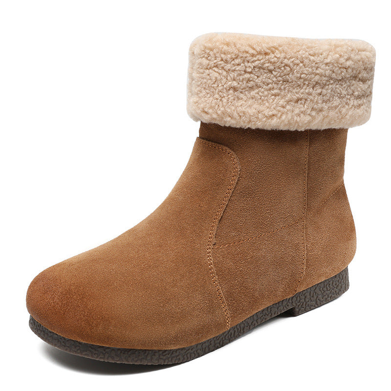 Women's Genuine Flat Bottom Fleece-lined Warm Berber Snow Boots