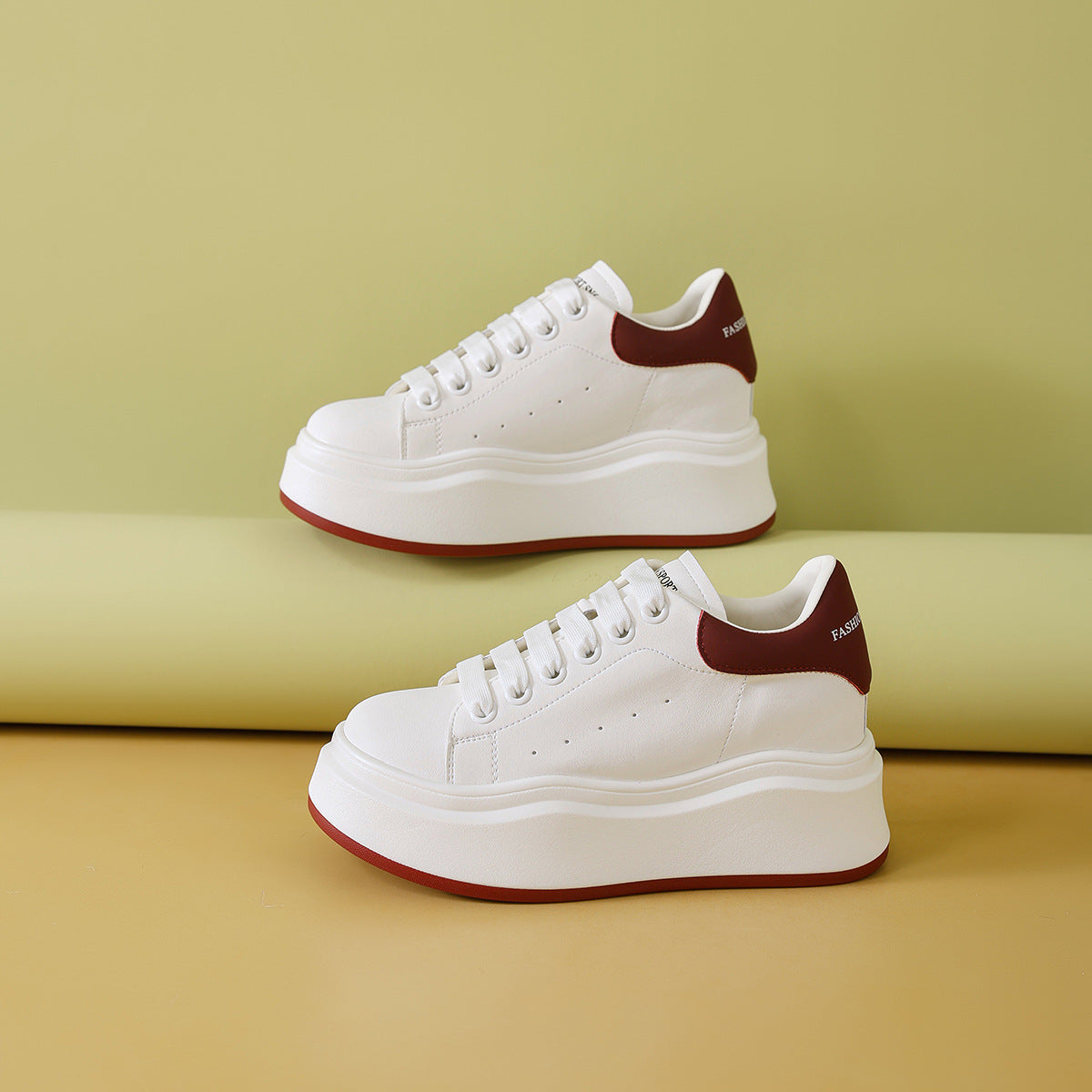 Women's Small Genuine Thick-soled Mcqueen White Spring Casual Shoes