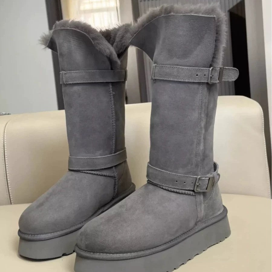 Women's Bottom Two-way Wear Thickened Middle Fleece-lined Warm Northeast Snow Boots