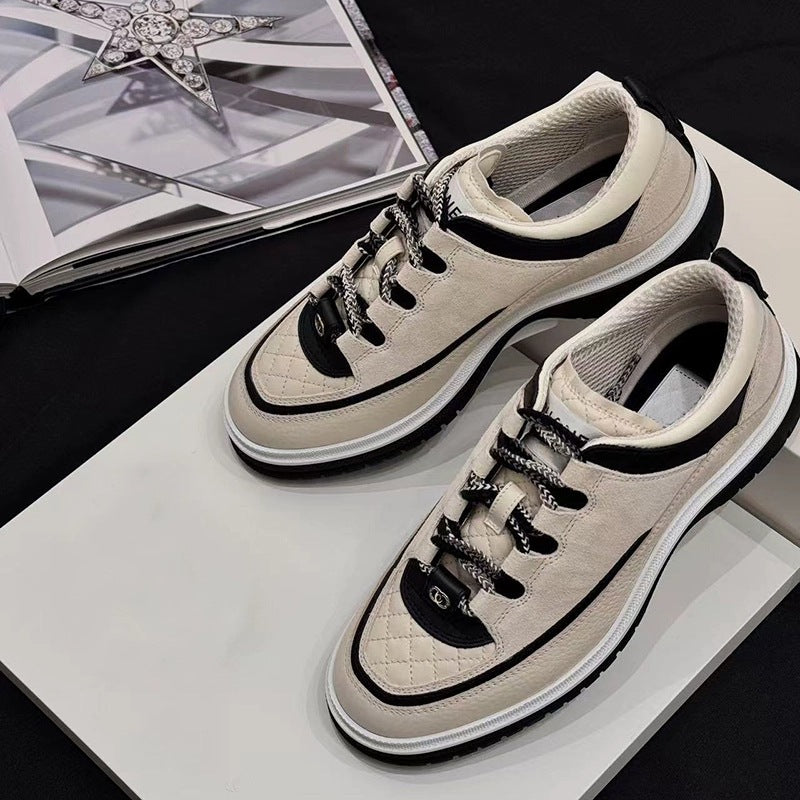Women's Classic Style Panda Platform Rhombus White Women's Board Shoes