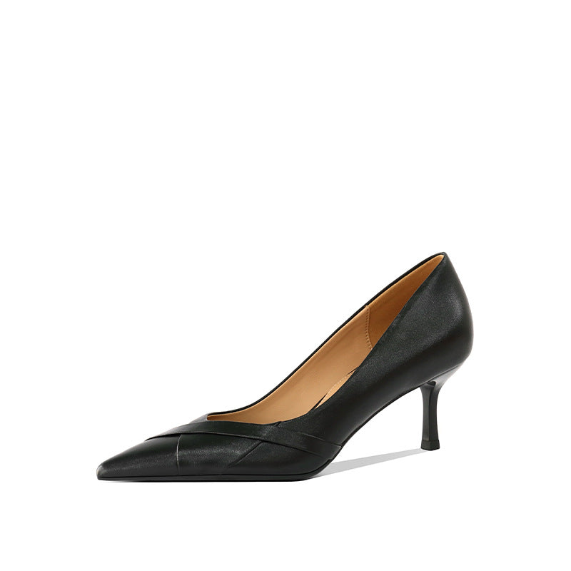 With Black Professional Pointed Design Sense Niche Heels
