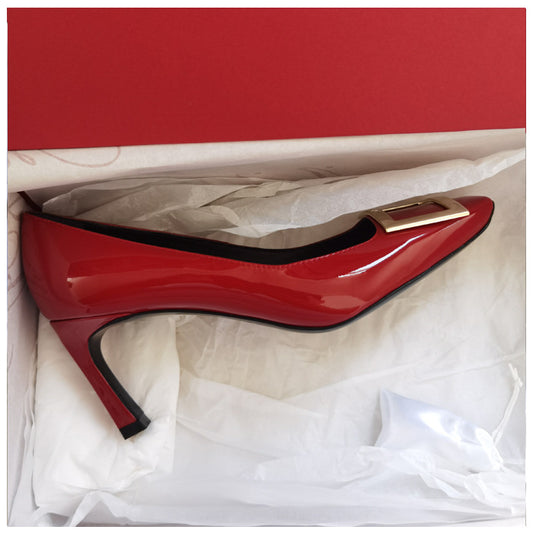 Women's High Stiletto Pumps Patent Square Toe Women's Shoes