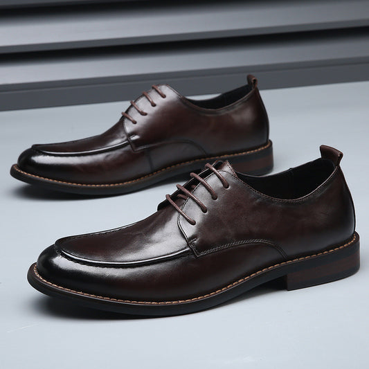 Men's First Layer Calfskin Solid Wood Soft Leather Shoes
