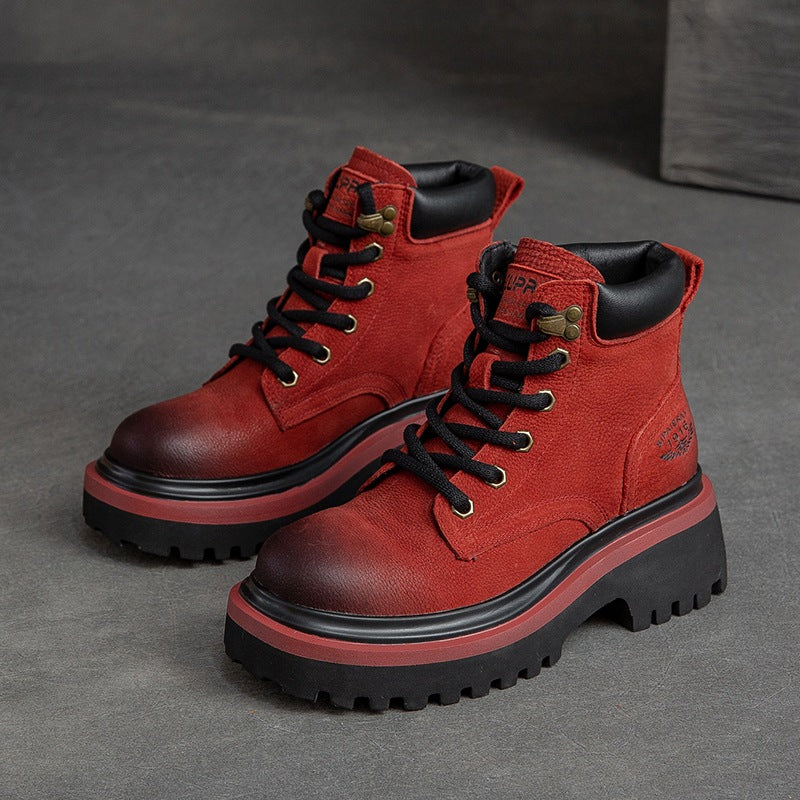 Women's Shu Retro Fashion Polished Platform Martin Boots