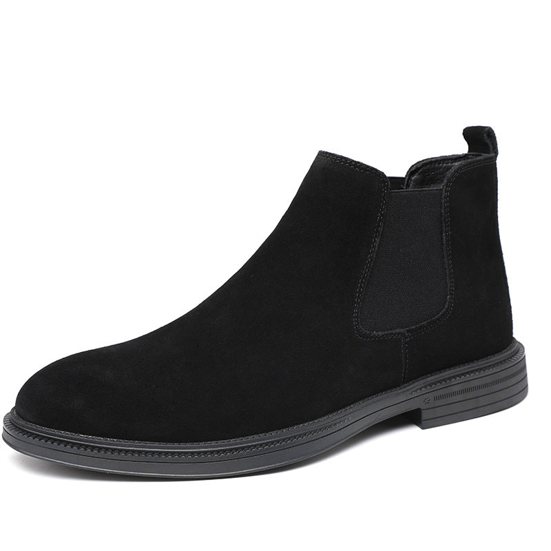 Men's Black Korean Style Martin Fleece-lined Green Boots