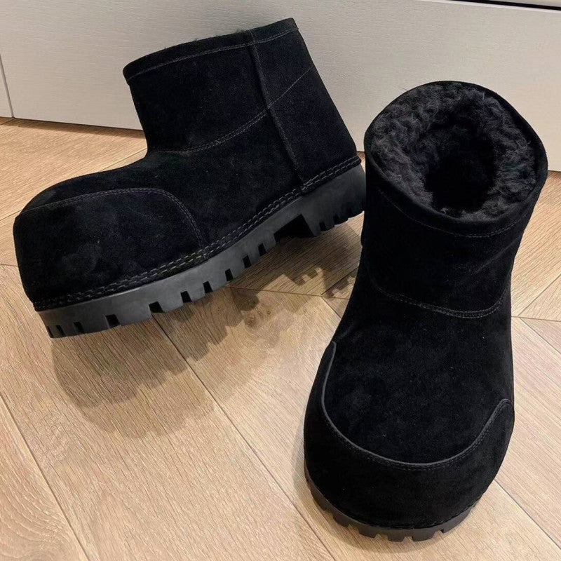 Women's & Men's Cute Big Head Bread Winter Thick Bottom Snow Boots
