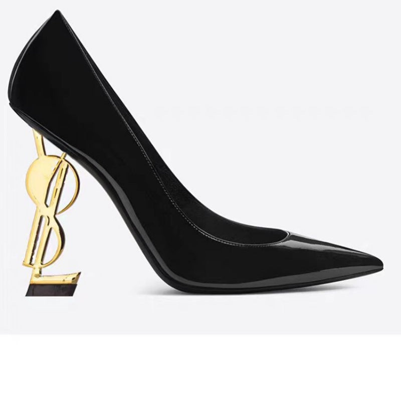 Women's Solid Color Fashion High Letter Pointed Women's Shoes
