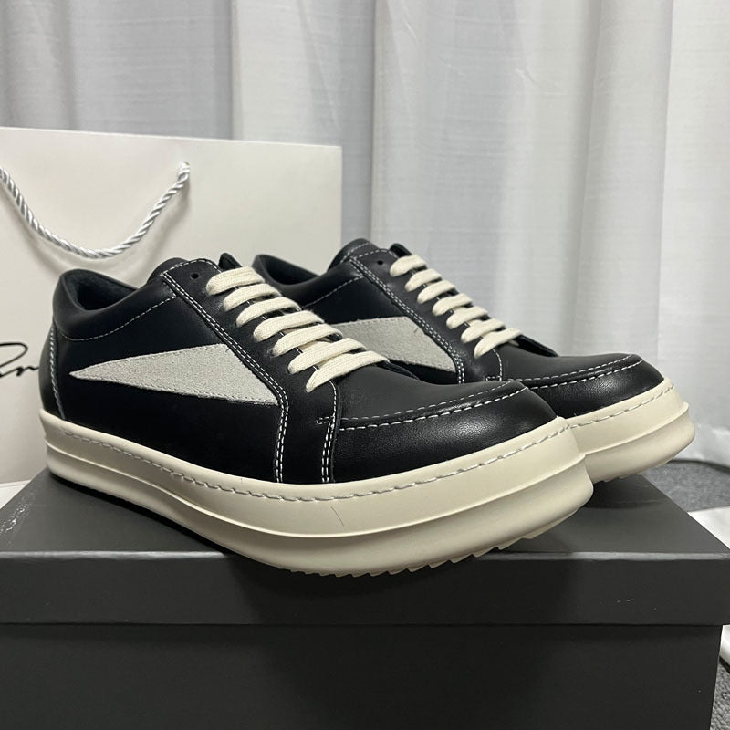 Men's Fashionable Napa Calfskin Black Gray Platform Men's Shoes