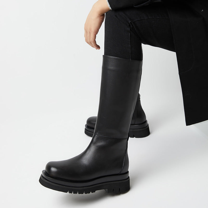 Men's Chelsea Platform First Layer Cowhide Boots