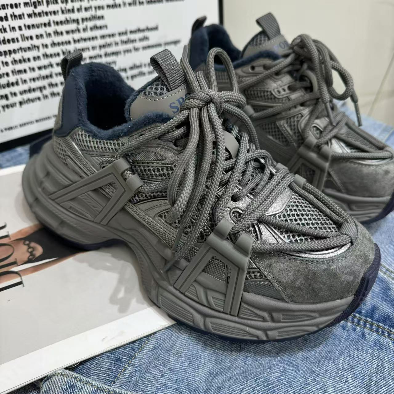 Warm Platform Dad Female Mesh Breathable Sneakers