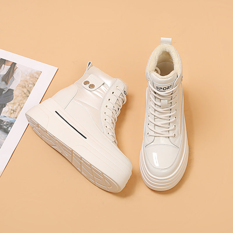 Women's Winter Cotton Platform With Hidden Fleece-lined Snow Boots