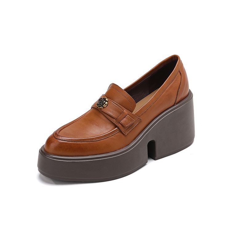 Women's High Authentic Platform Pointed Toe Camellia Wedge Loafers