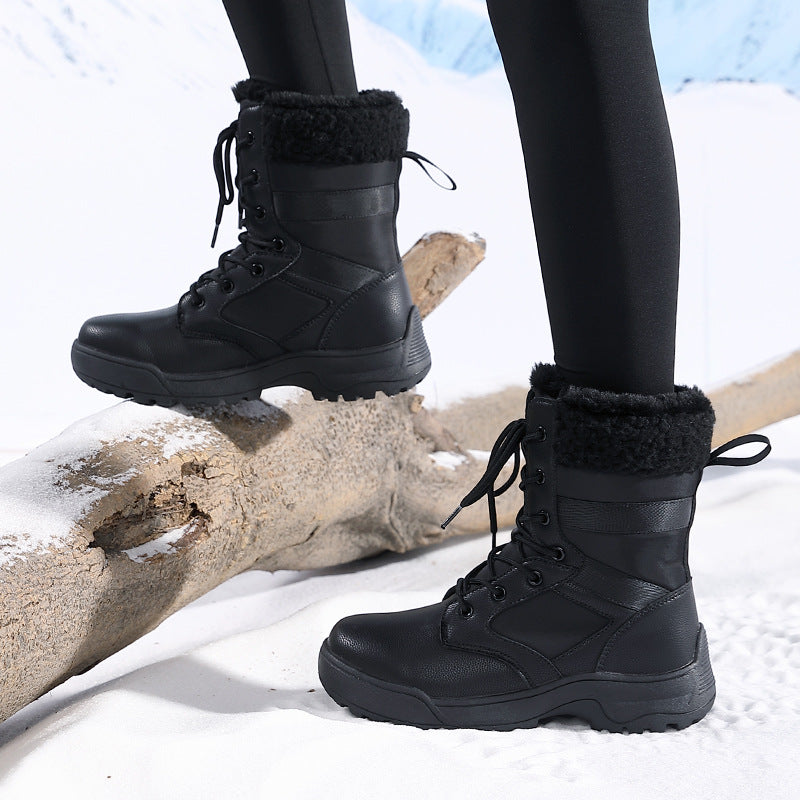 Women's Plush Insulated Sports Outdoor Lace Up Snow Boots