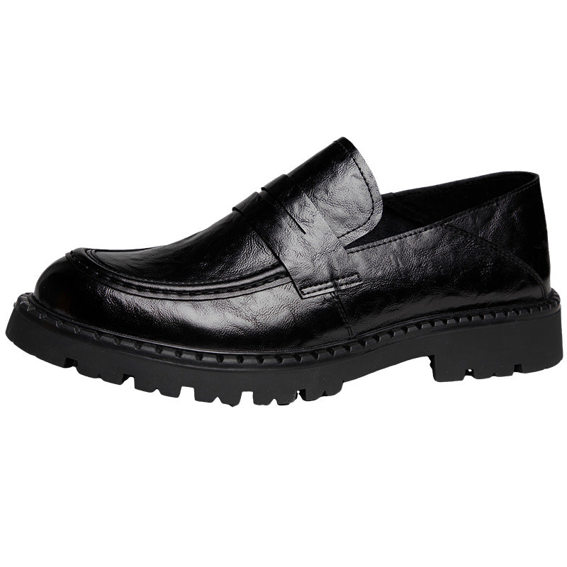 Men's On British Slip-on Soft Surface Height Increasing Insole Bottom Genuine Men's Shoes