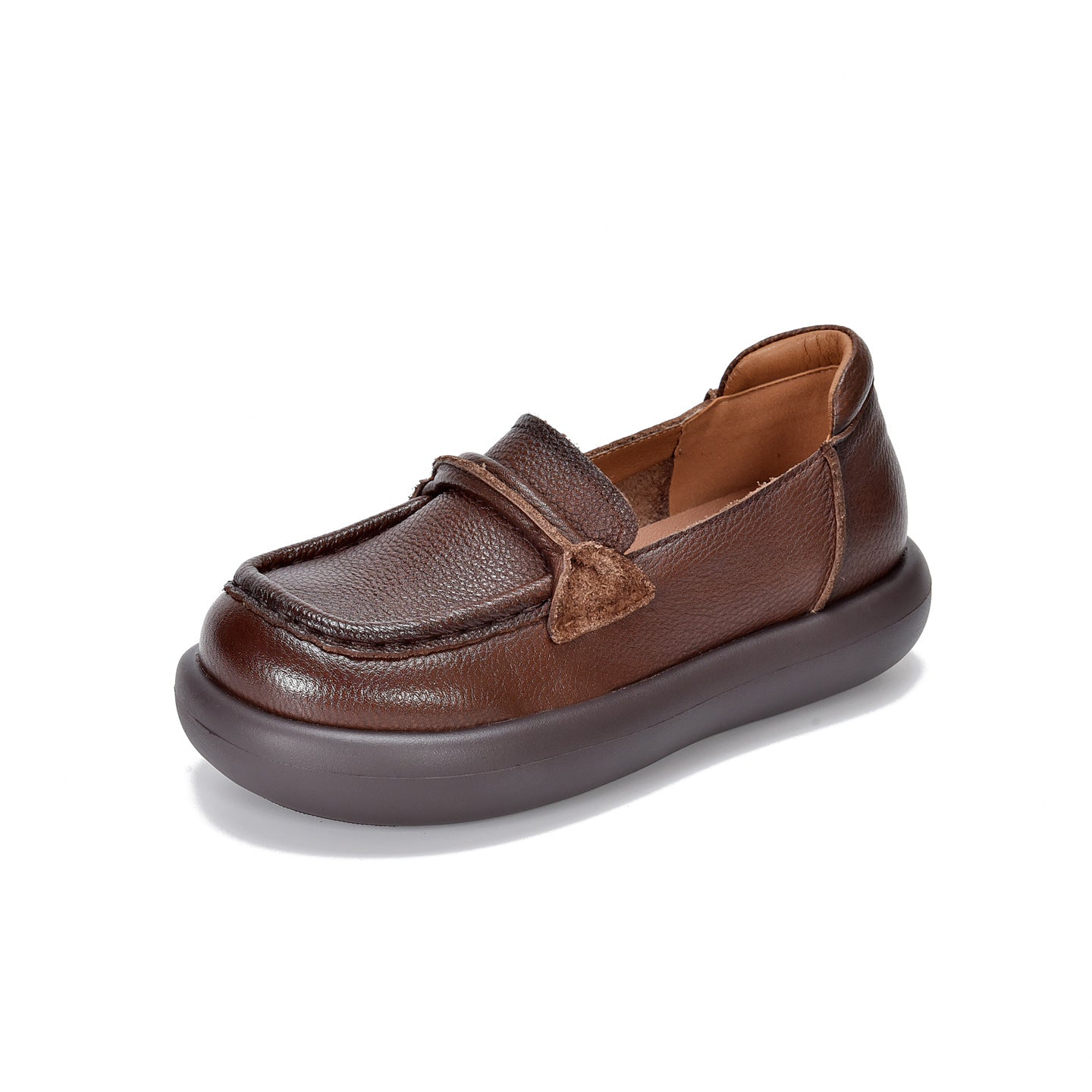 Women's Spring First Layer Cowhide Bread Simple Genuine Loafers