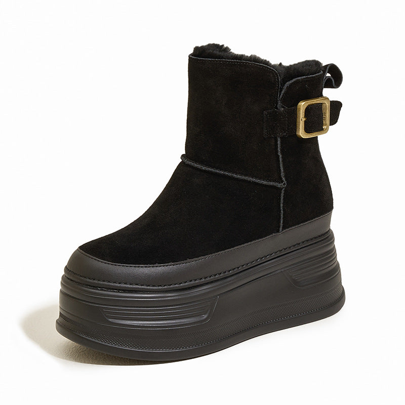 Women's Increasing Insole Winter Thick-soled Small Short Real With Snow Boots