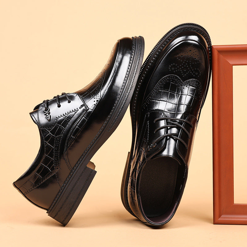Men's First Layer Cowhide Formal Wear Business Wedding Leather Shoes