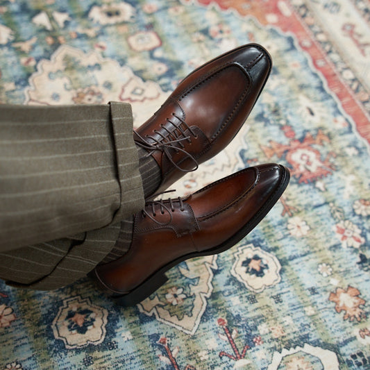 Men's Size Italian Norwegian Sewing Low Cut Leather Shoes