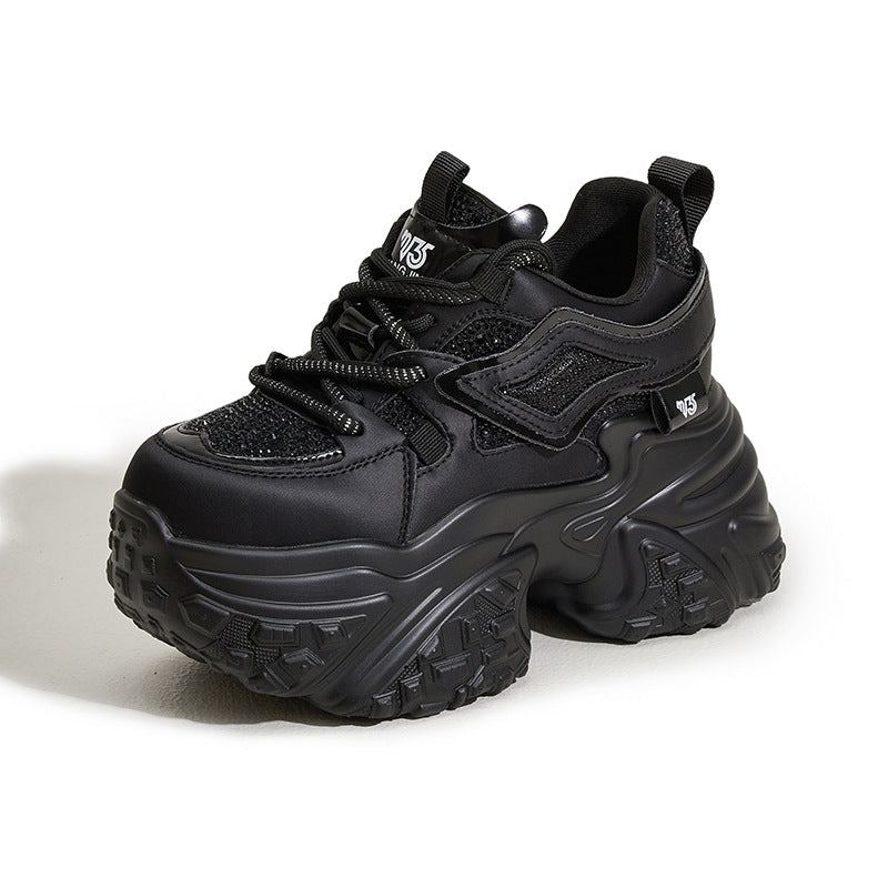 Women's Platform Dad Rhinestone Warm Height Increasing Insole Sneakers