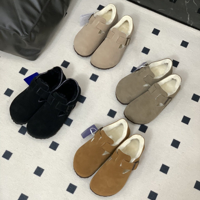 Women's & Men's Slip-on Genuine Wool Lining Warm With Women's Shoes