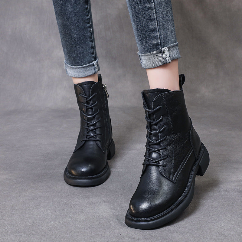 Women's British Style Martin Slimming Soft Bottom Front Boots