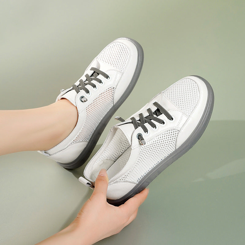 Women's Mesh Surface White Thin Breathable Light Casual Shoes