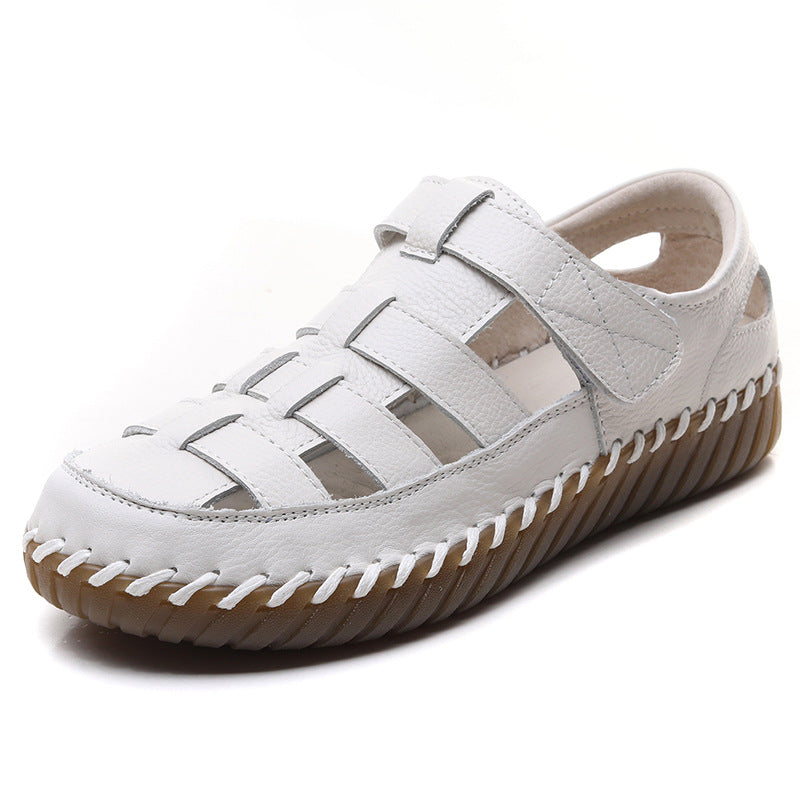 Women's Mother's Soft Bottom Hole Hollow Roman Velcro Sandals